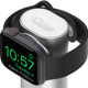A close-up of the top of the OtterBox 2-in-1 Power Bank with Apple Watch Charger showing the charge status LEDs on top.